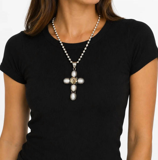 Pearl Cross Statement Necklace