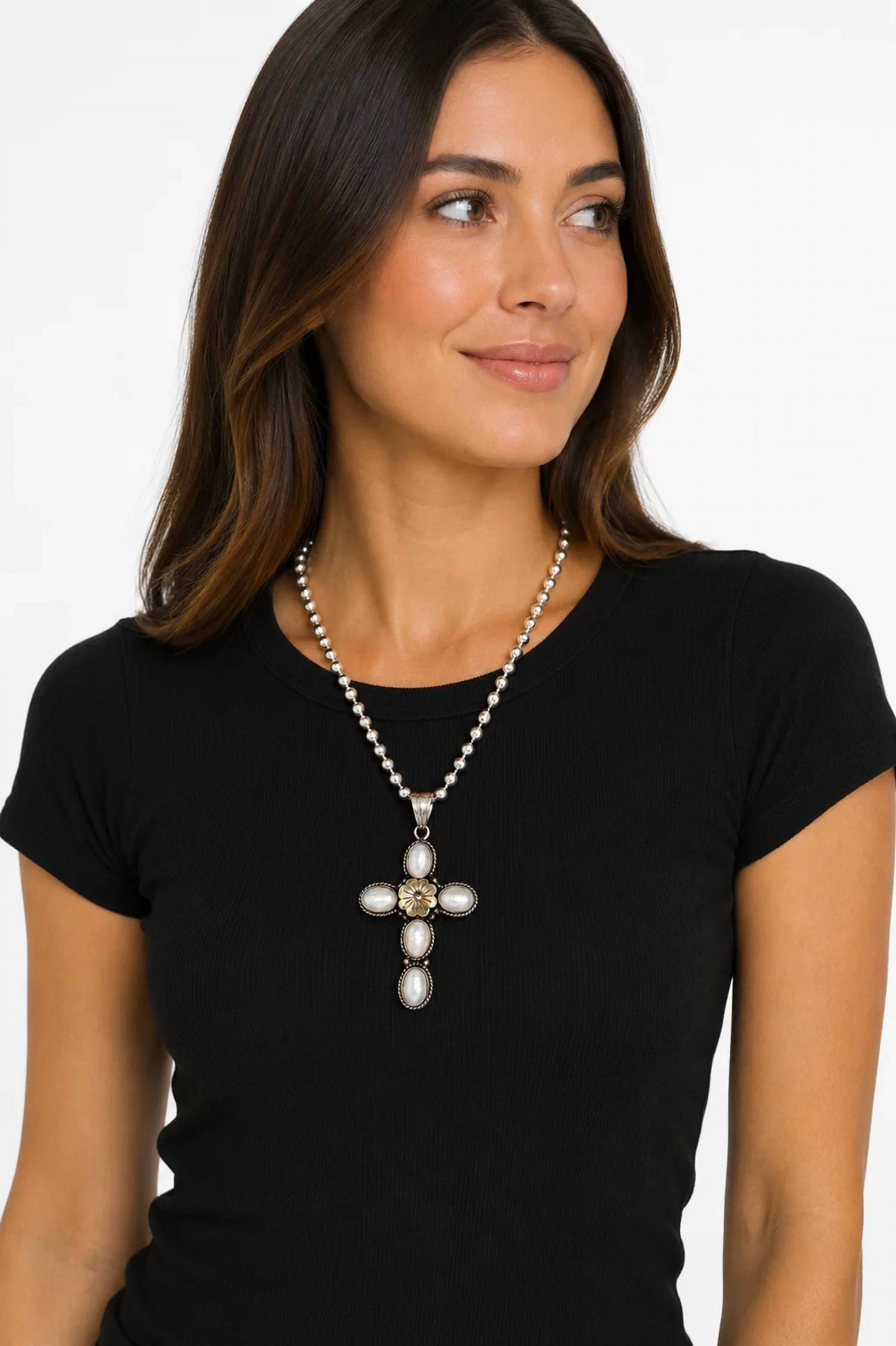 Pearl Cross Statement Necklace