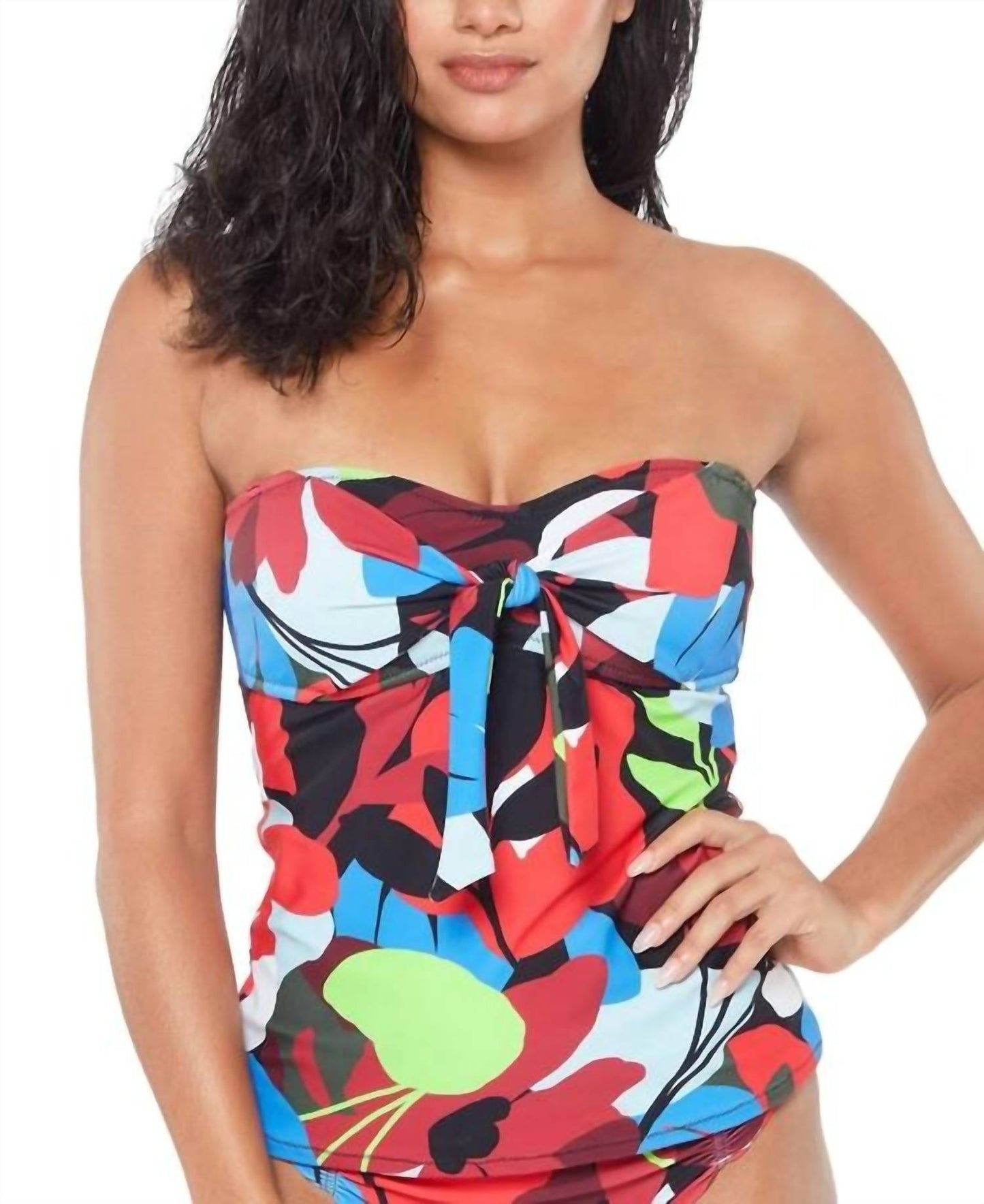 Knot-Front Bandeau Tankini Top