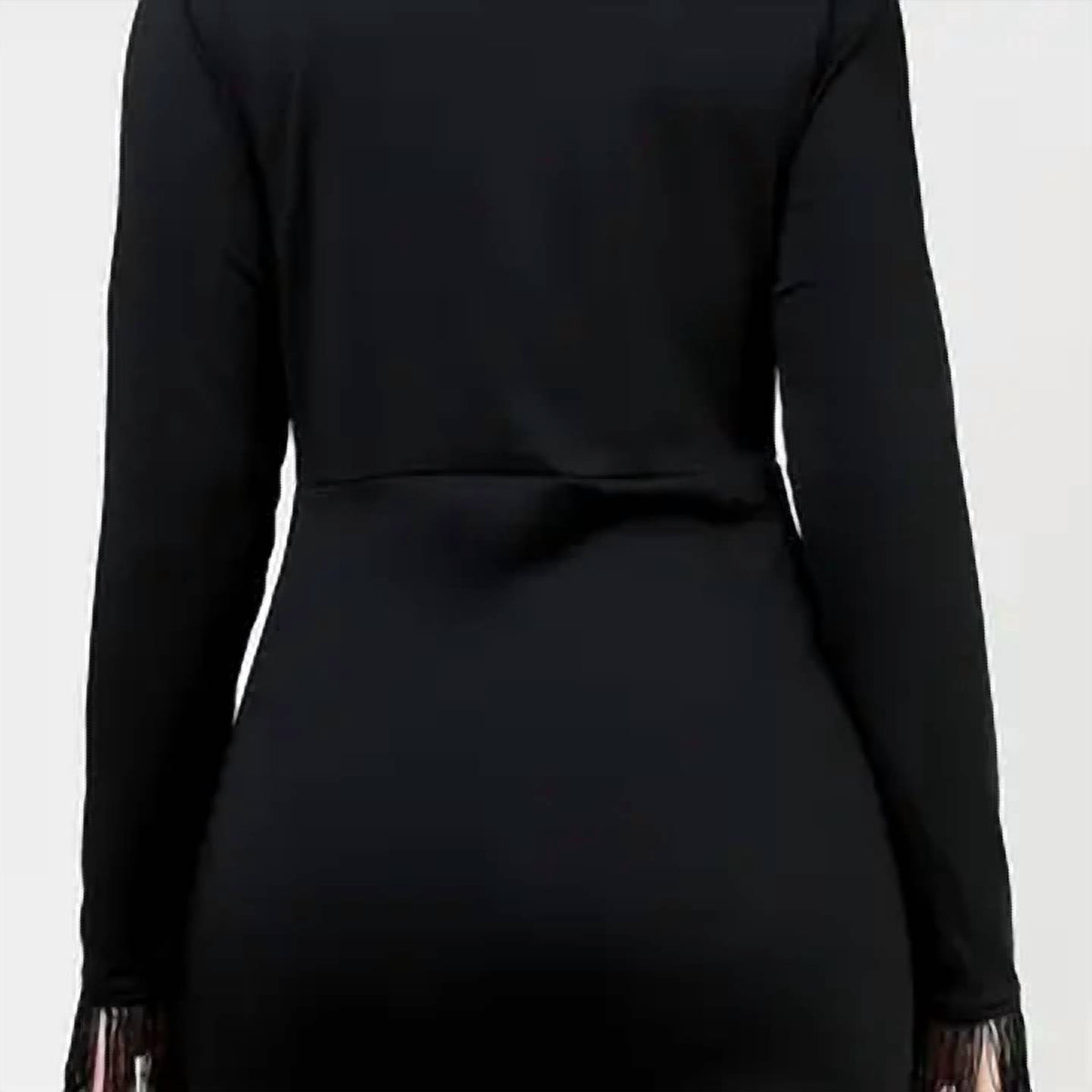 Feather Trim Long Sleeve Bodycon Dress