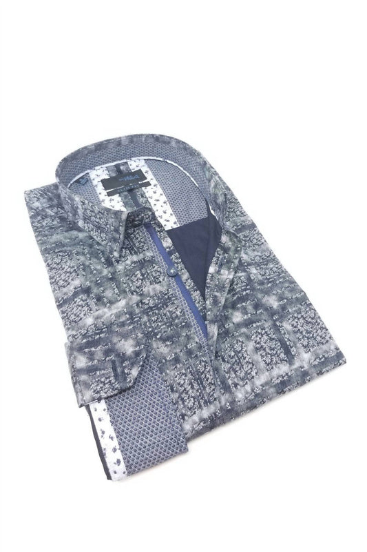 Static Print Button Down Shirt With Trim