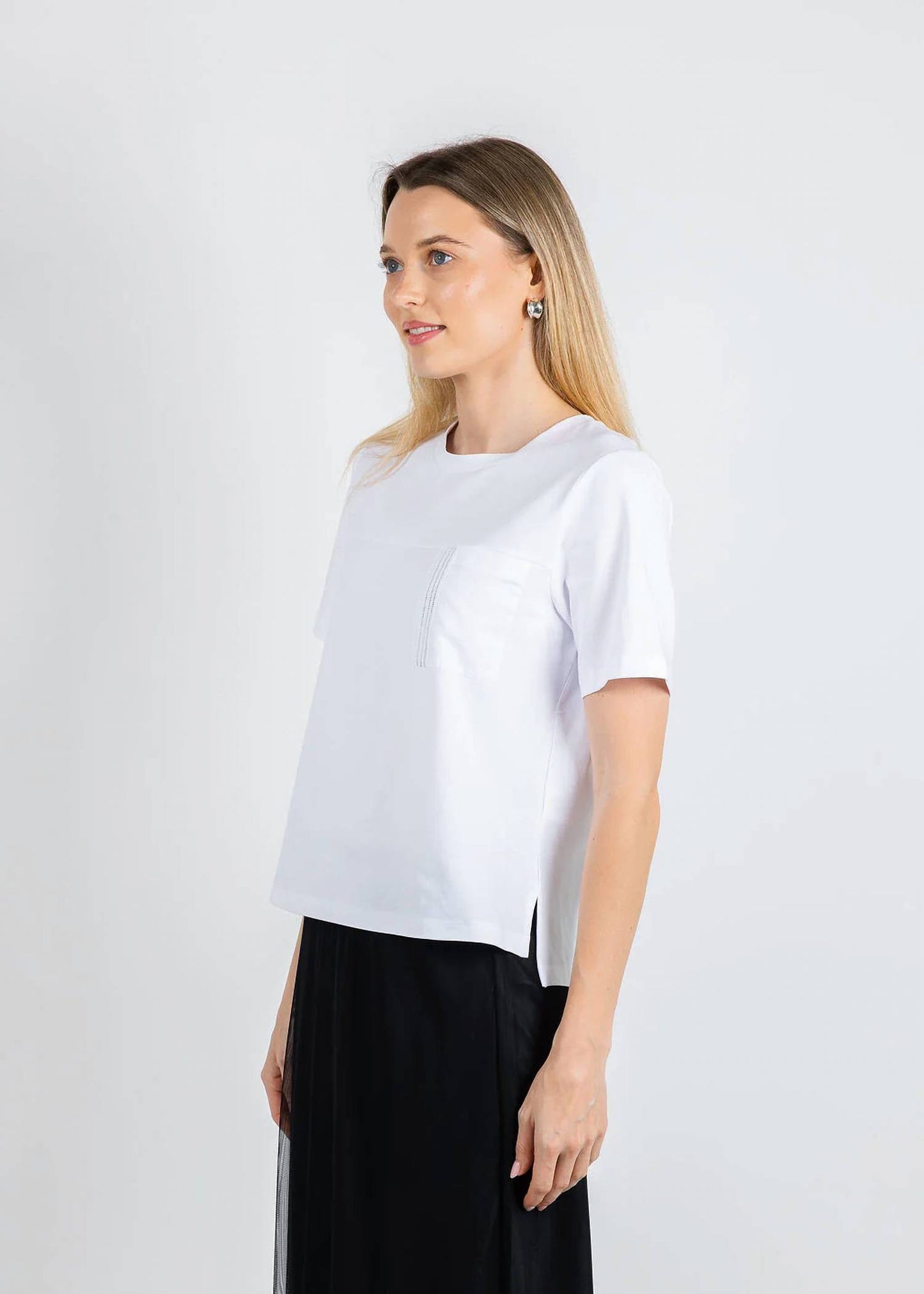 Beaded Short Sleeve Pocket Tee