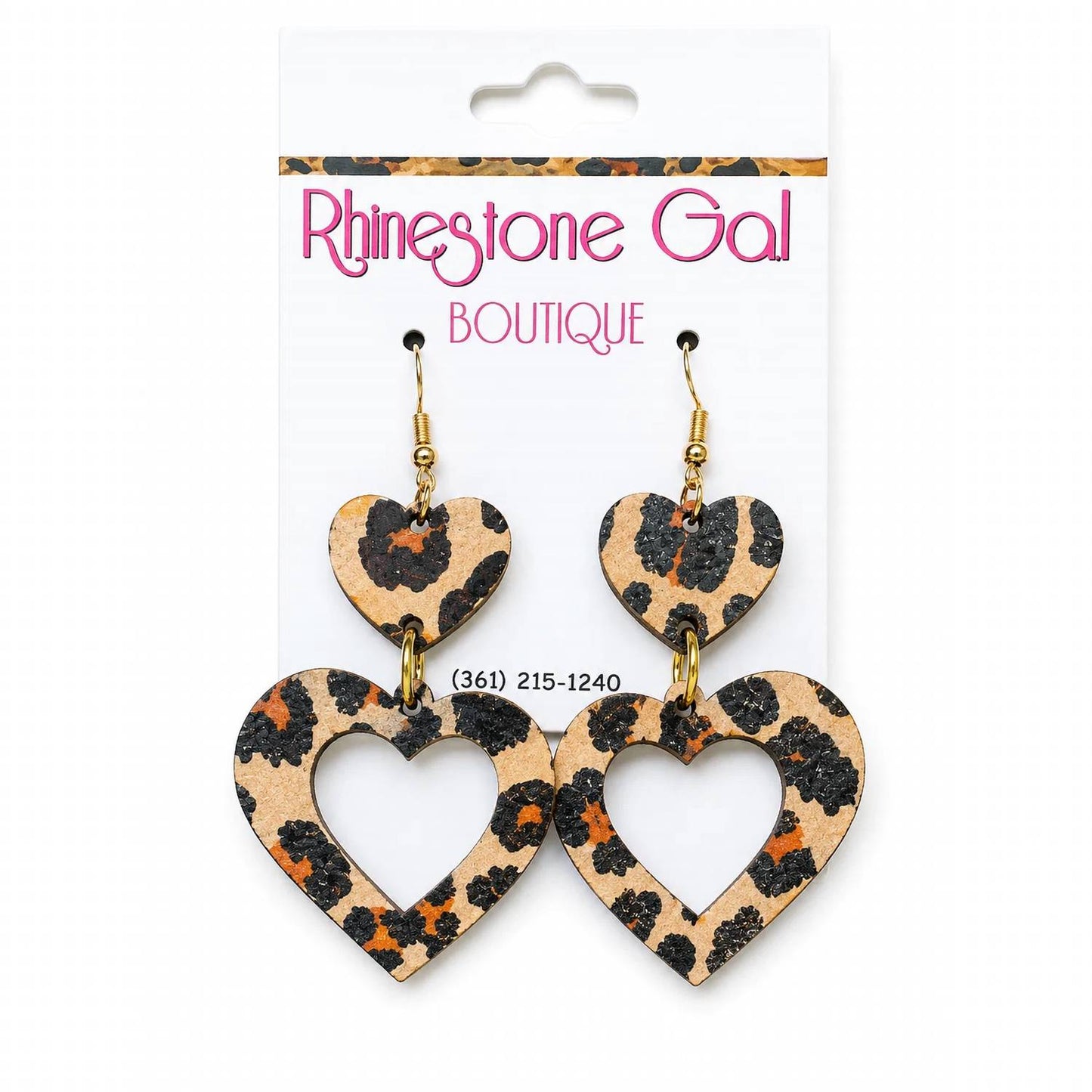 Women's Double Heart Wood Earrings