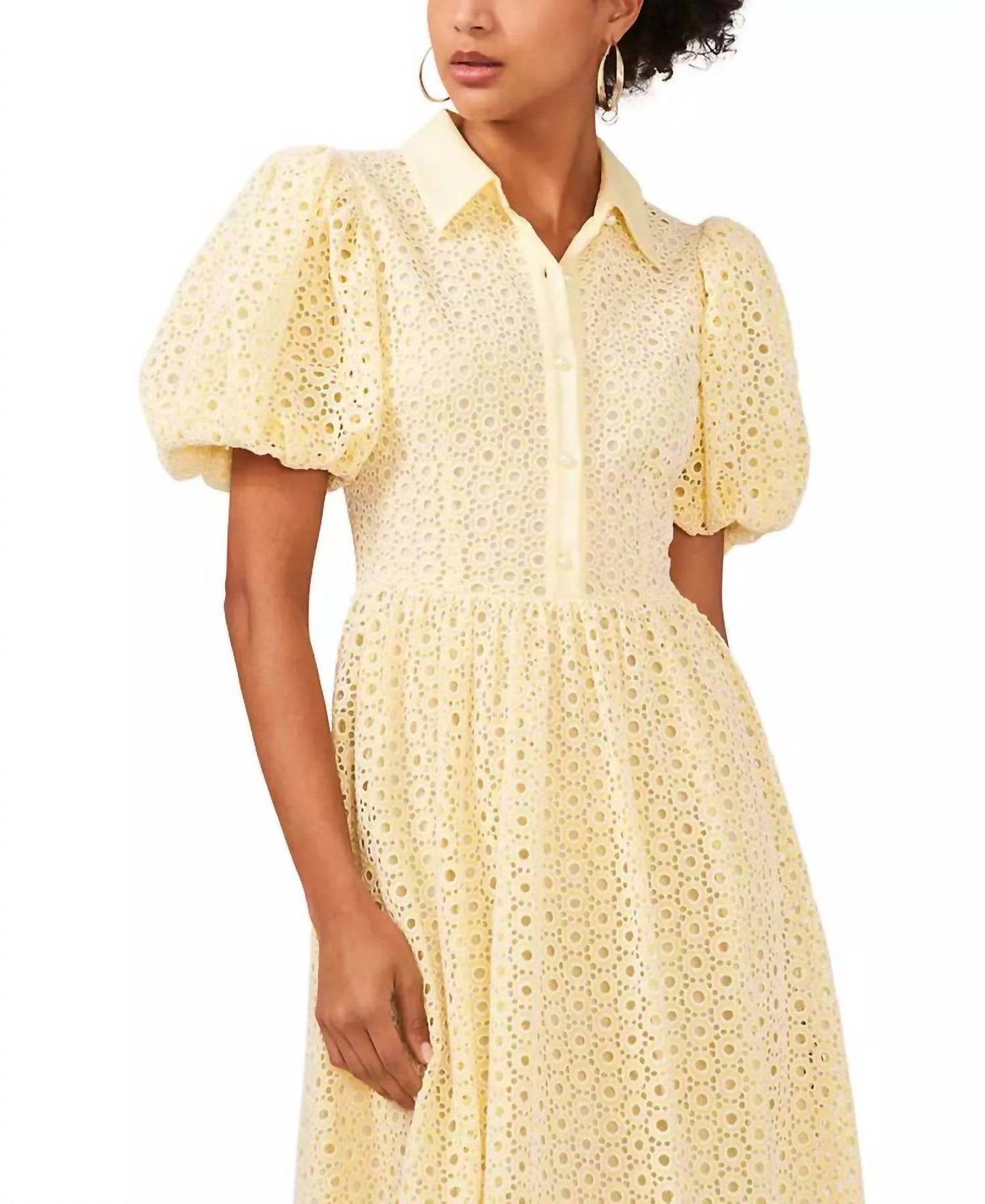 Balloon-sleeve Cotton Dress