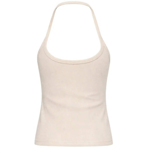 COTTON RIB HALTER TOP