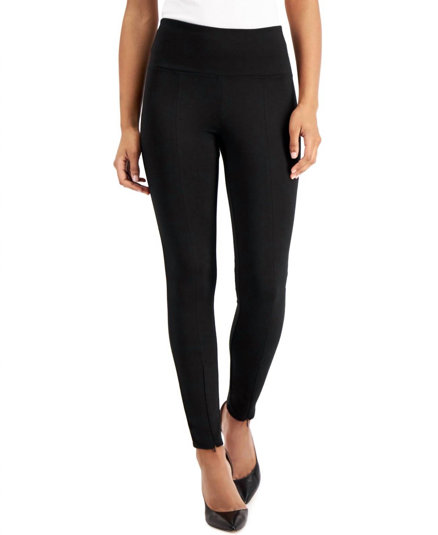 INC International Concepts Womens Front-Zip Ponte-Knit Leggings