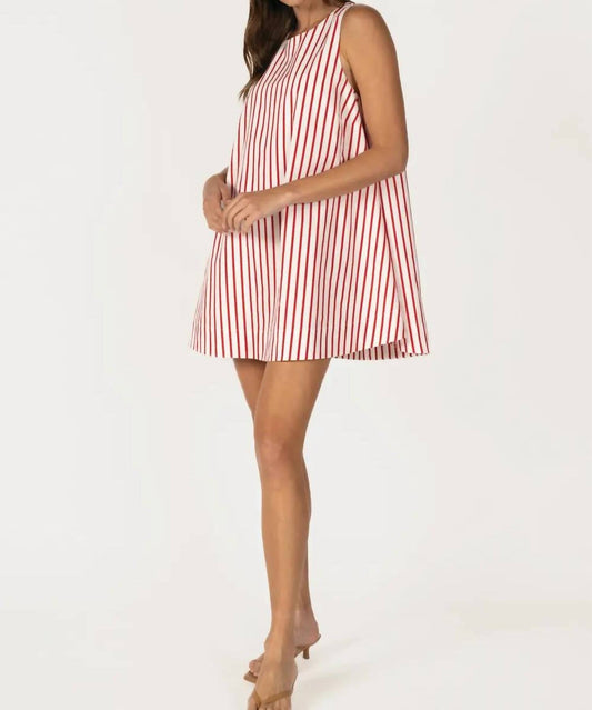 Scalloped Back Stripe Mini Dress
