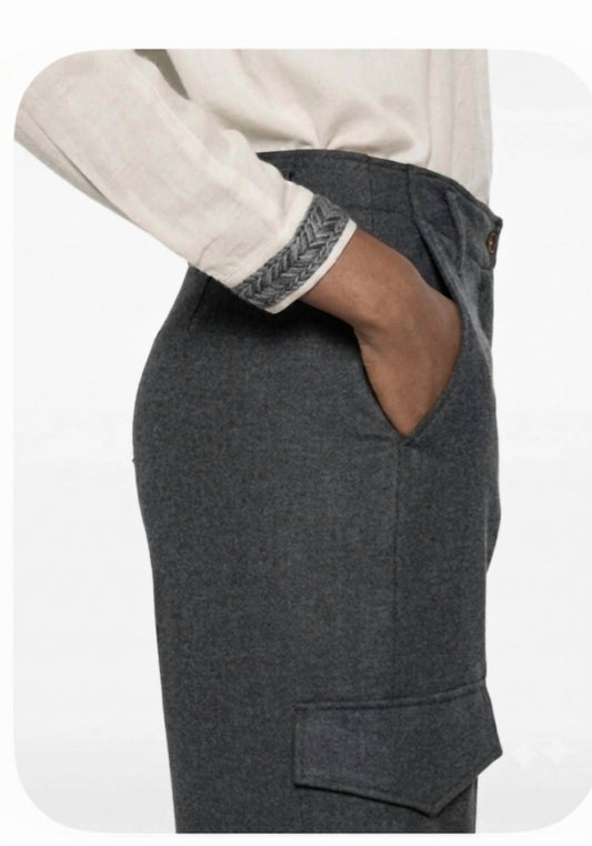 Piorico Wide Leg Cargo Trousers Pants