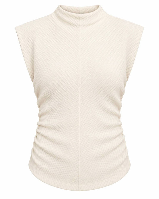 Funnel Neck Side Ruched Top