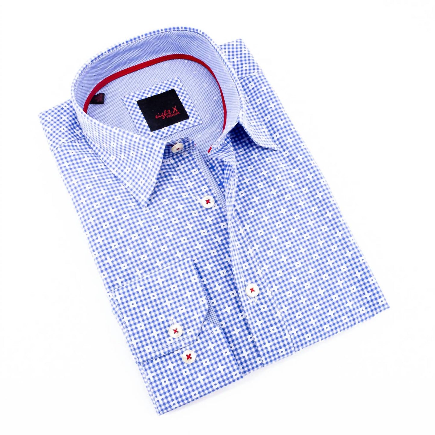 Jacquard Button Down Shirt With Small Checkered Trim