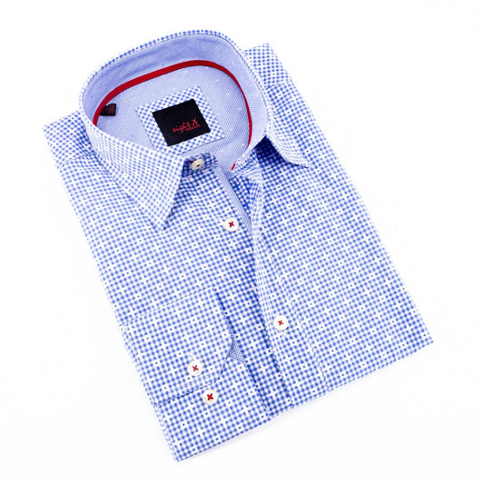 Jacquard Button Down Shirt With Small Checkered Trim