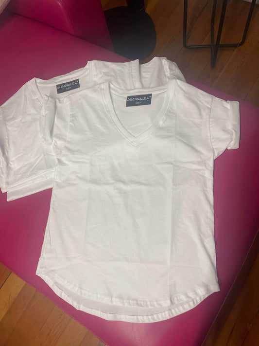 SHANNALEE - COTTON V-NECK SHORT SLEEVE TEE - Rack Hunt -