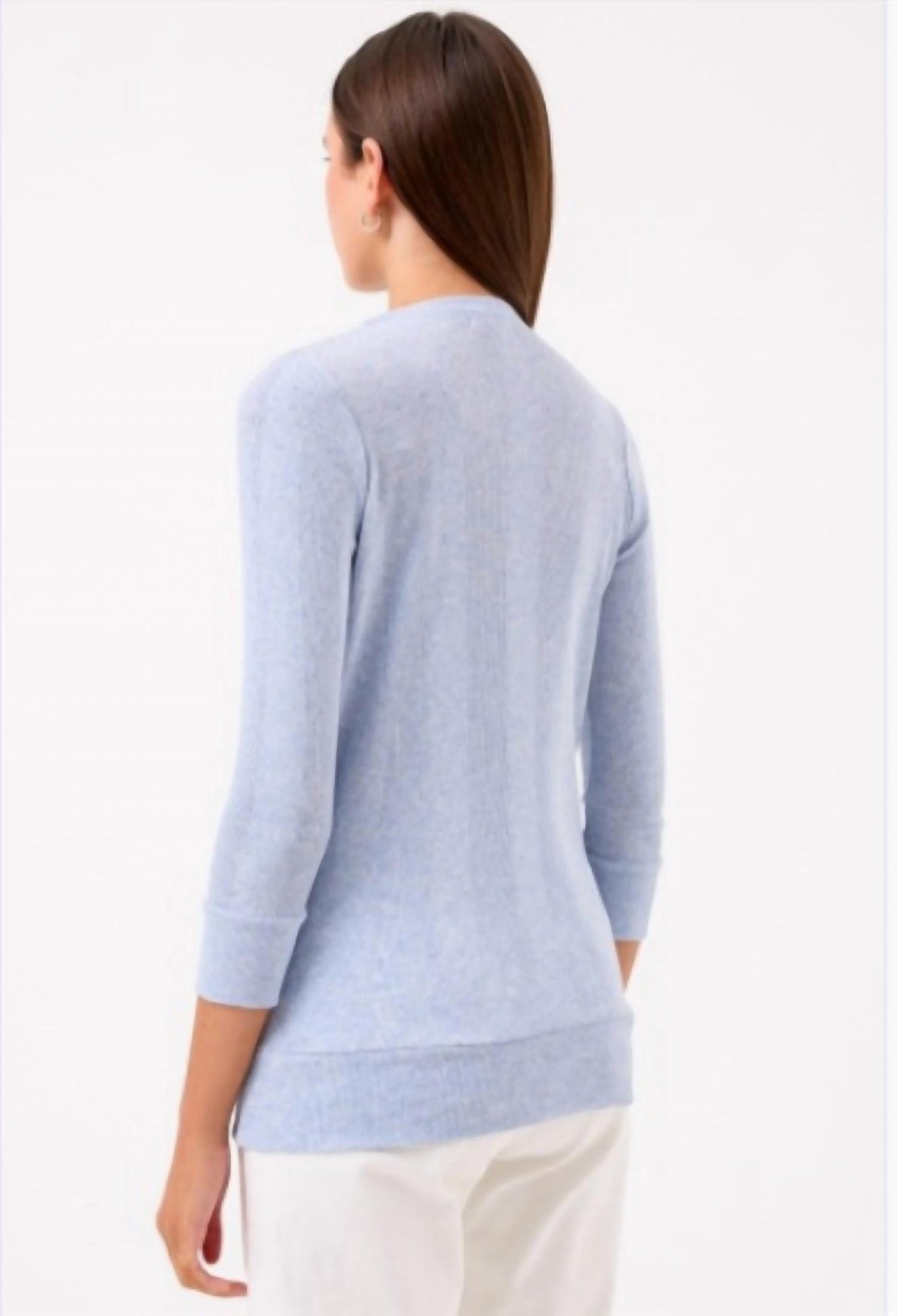 Cotton Rib V Neck Cardigan