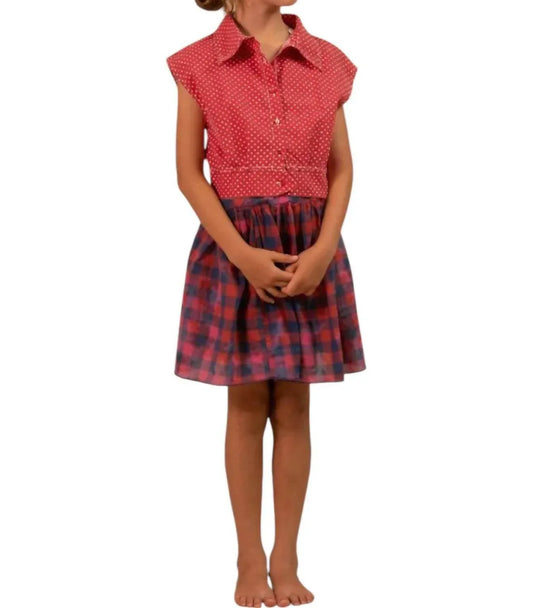 LONGLIVETHEQUEEN - Girl's Wide Bleached Check Skirt - Rack Hunt
