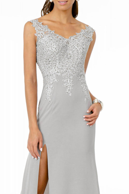 GLS Collective - Embroidered Bodice V-neck Jersey Long Dress - Rack Hunt