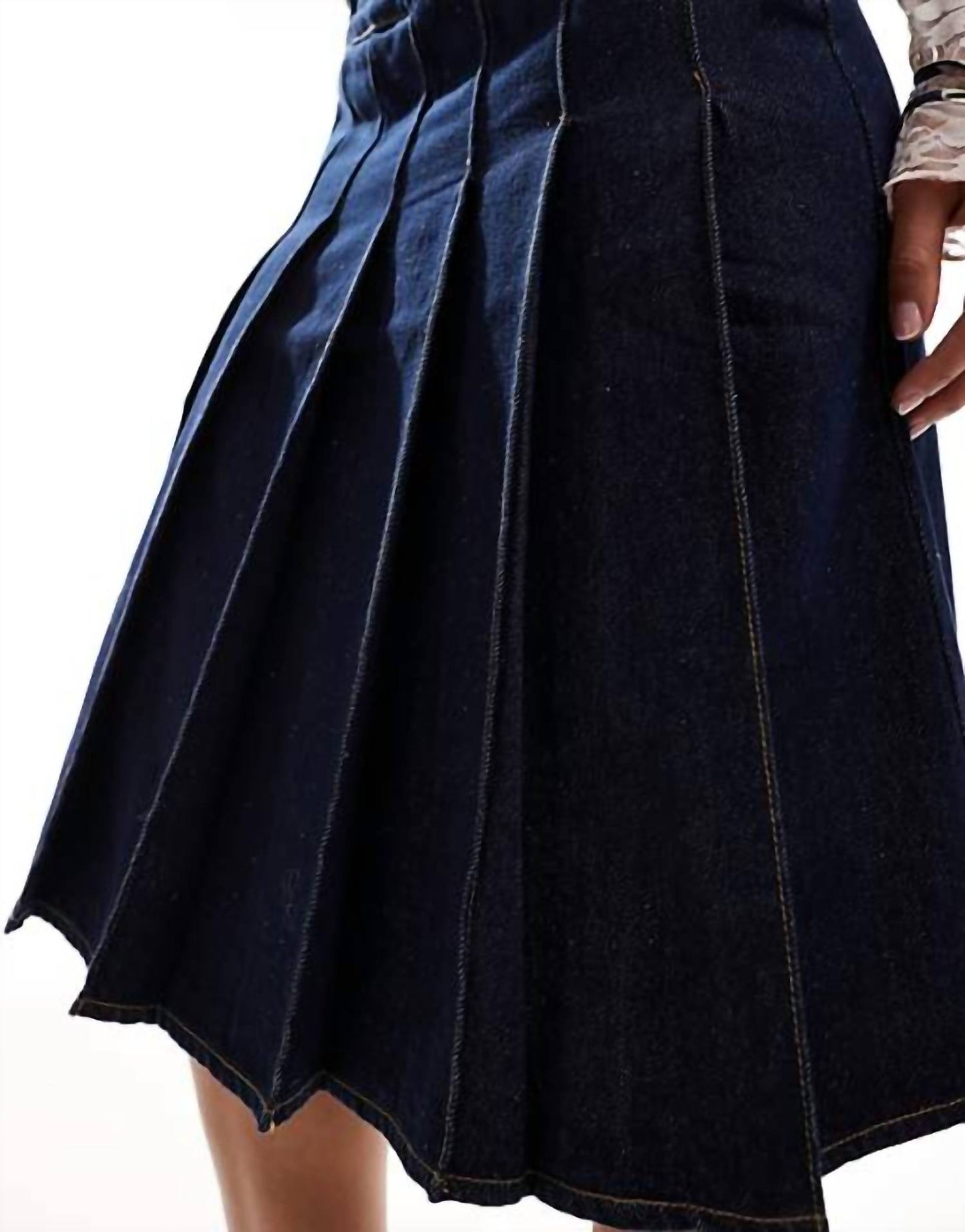 Denim Pleated Skirt