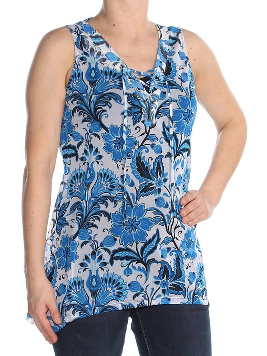 Printed Lace Up Tank Top