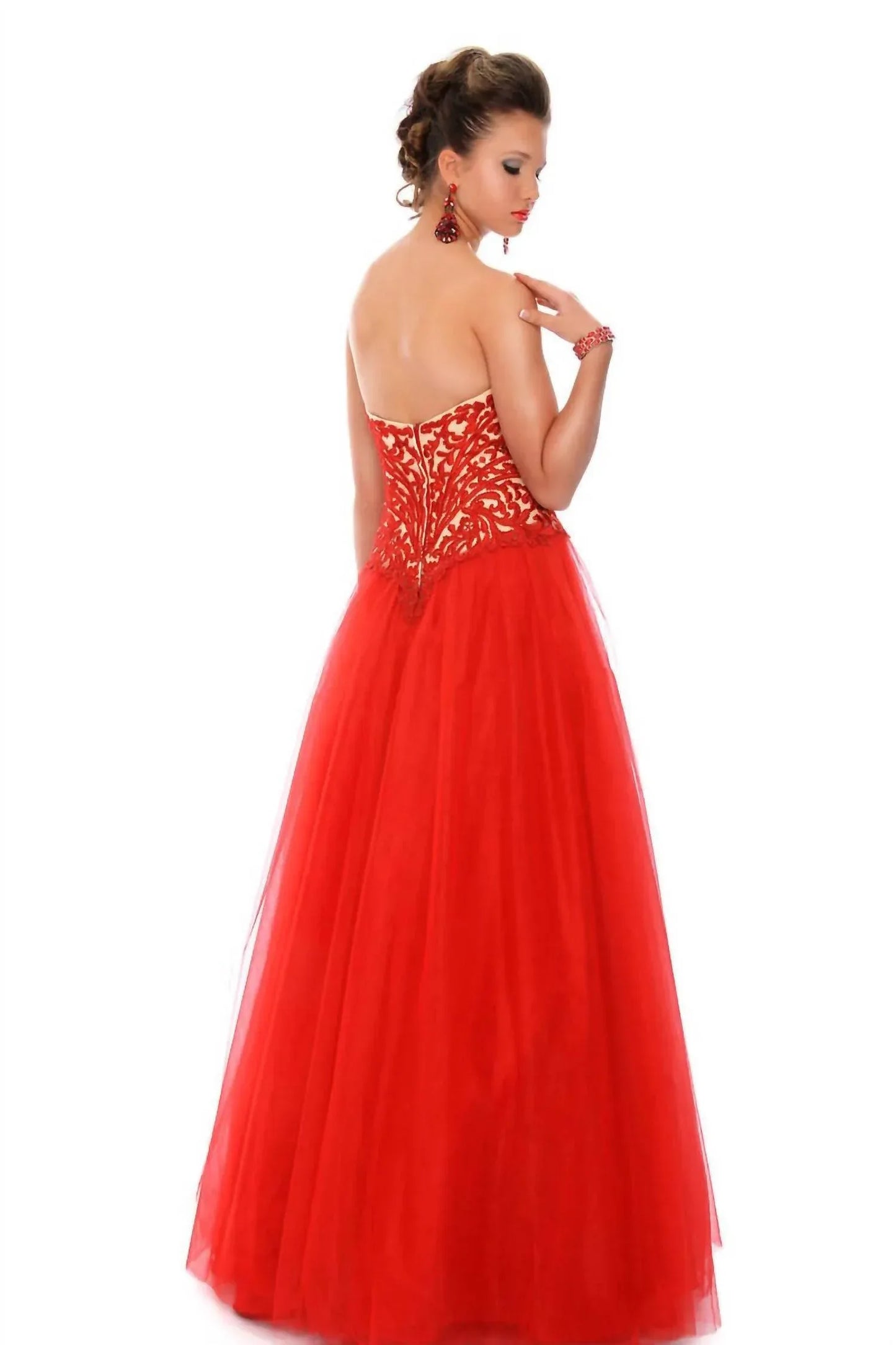 Precious Formals - Embroidered Lace And Illusion Prom Dress - Rack Hunt