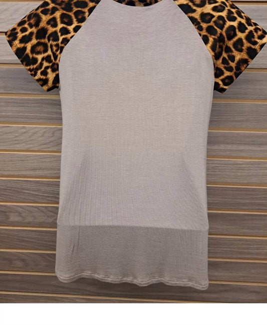 Color Bear - Women's Leopard Sleeve Solid Bodice Tee - Rack Hunt