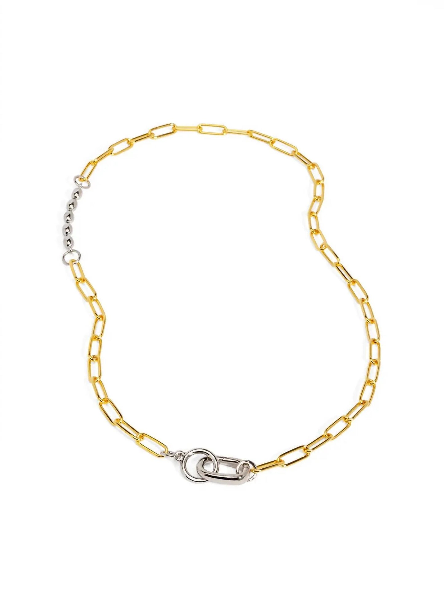 Rho - Women's Two Tone Beaded Mixed Link Collar Necklace - Rack Hunt