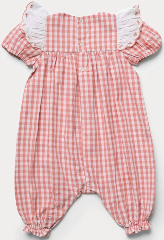 Girl's Mia Gingham Check Romper