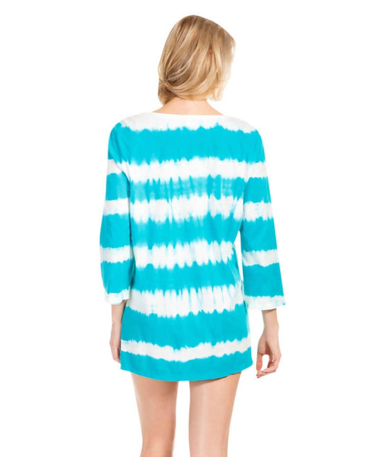 Eco Swim - Tie Dye Stripe 3/4 Sleeve Tunic Coverup - Rack Hunt -