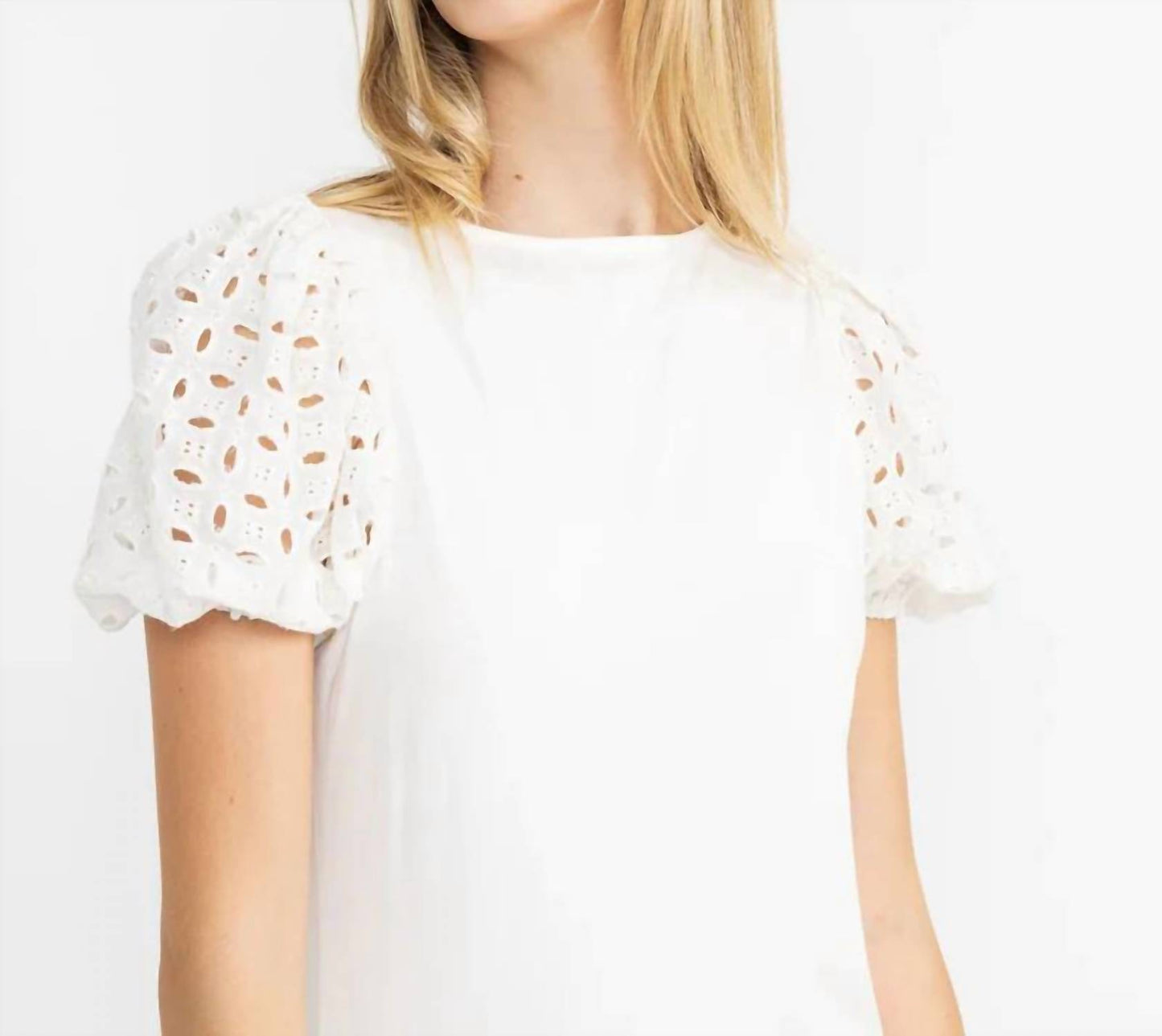 Matteo Eyelet Short Puff Sleeve Tee