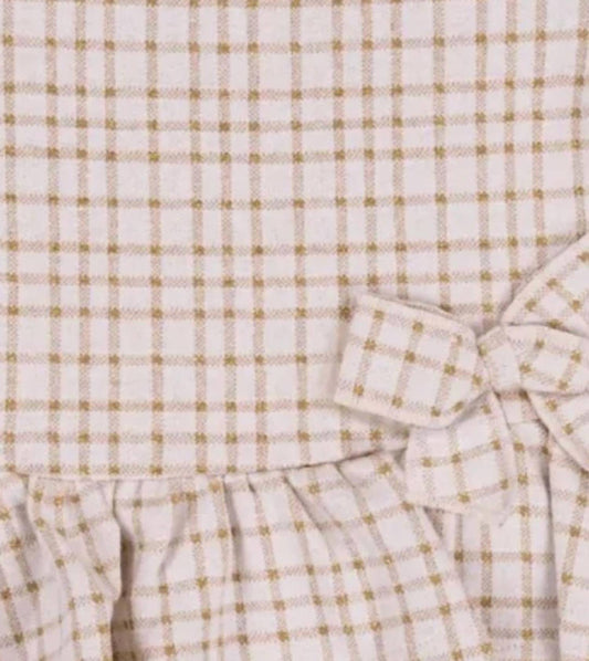 Girls' Long Sleeve Metallic Plaid Knit Dress