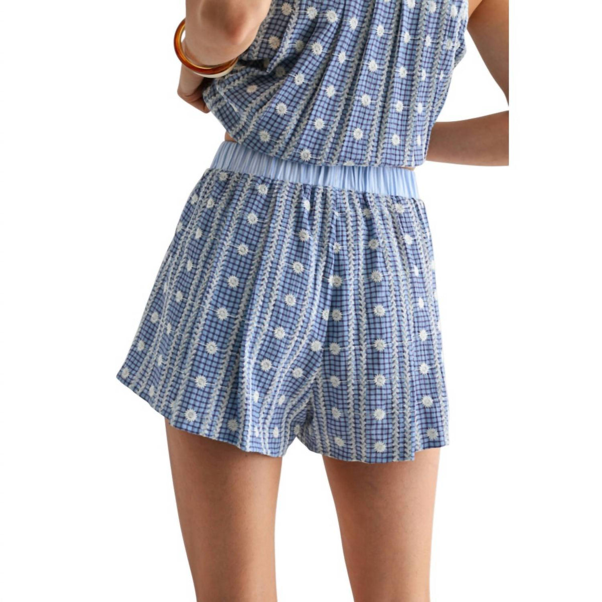 Embroidered Checkered Shorts