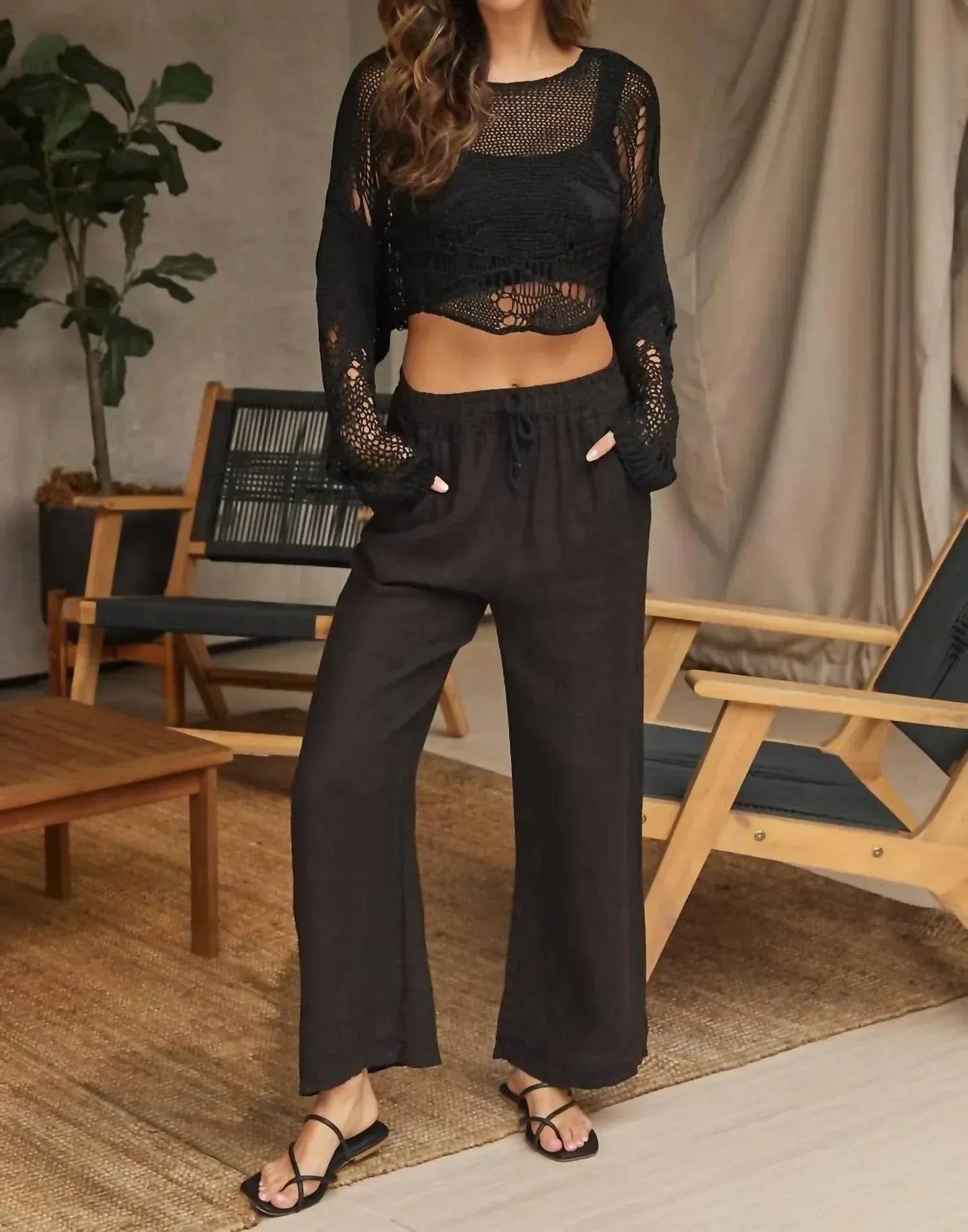 LA Relaxed - Italian Linen Drawstring Pants With Pockets - Rack Hunt