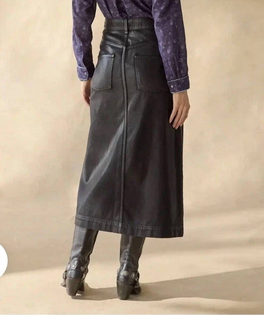 Stetten Coated Denim Midi Skirt