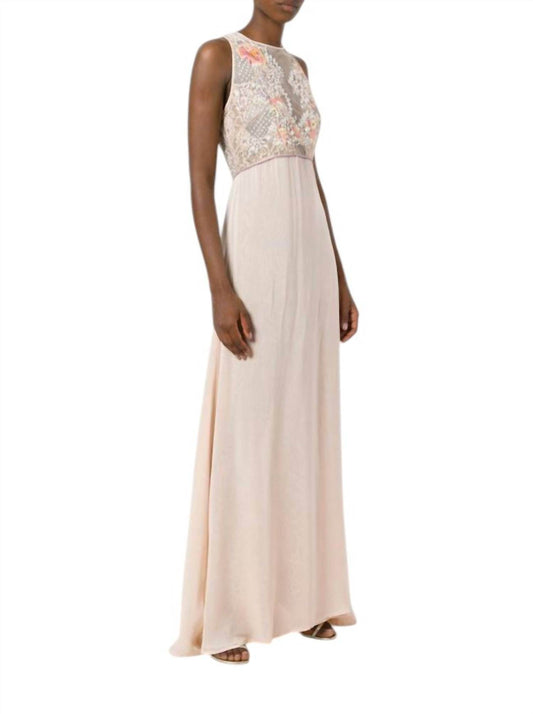 AMEN - Beaded Embroidered Lace Bodice Chiffon Gown - Rack Hunt -