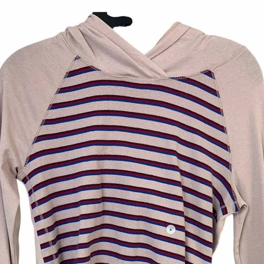 Women's Striped Pullover Hooded Tee