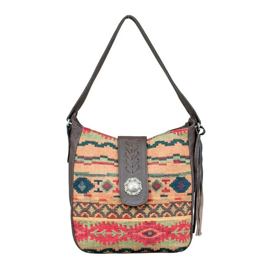 American West - Women's Hand Woven Santa Fe Tapestry Soft Zip Top Shoulder Hobo - Rack Hunt