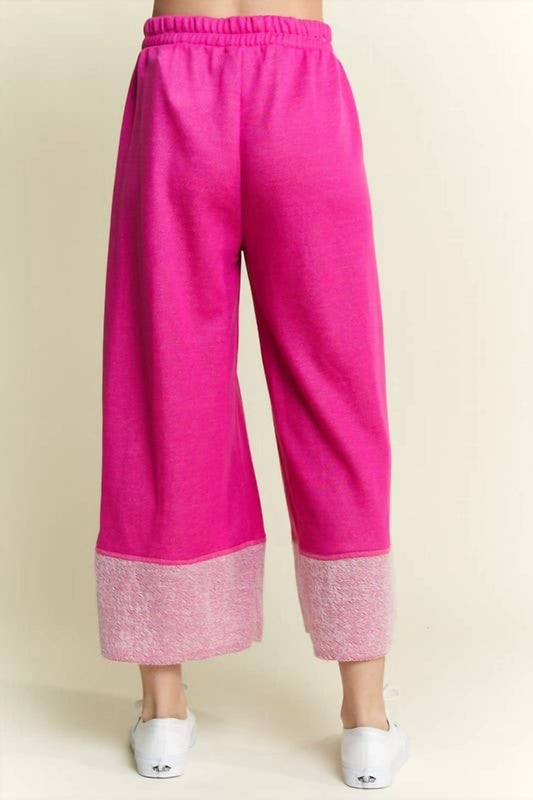 Washed Elastic Waist Wide Pants