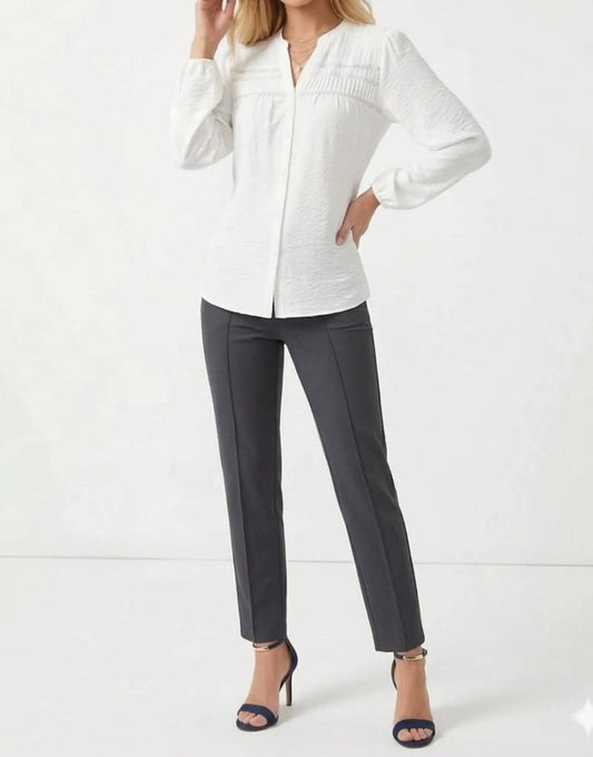 Pintuck Pleated Long Sleeve Blouse