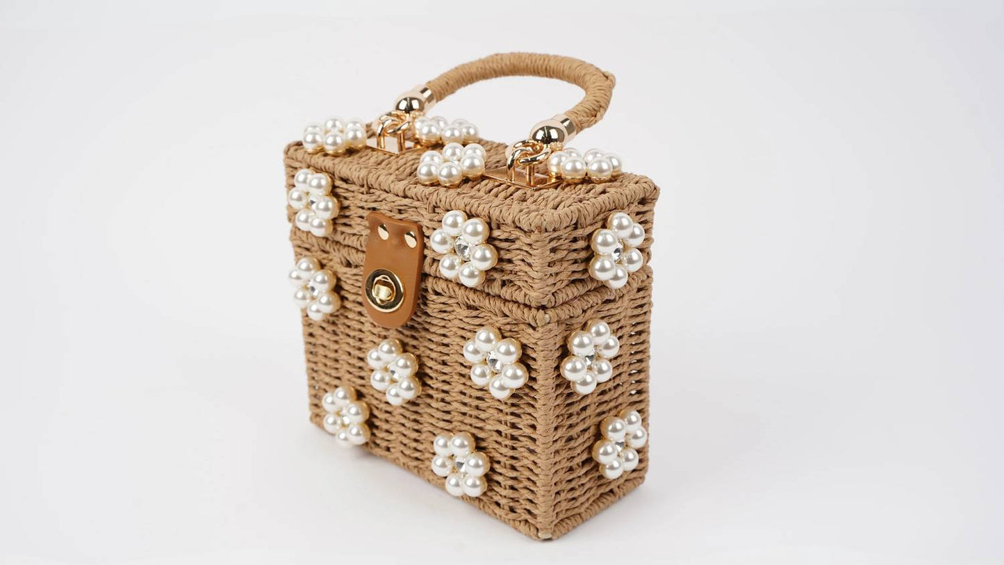 Women's Wicker Bucket Flower Bag