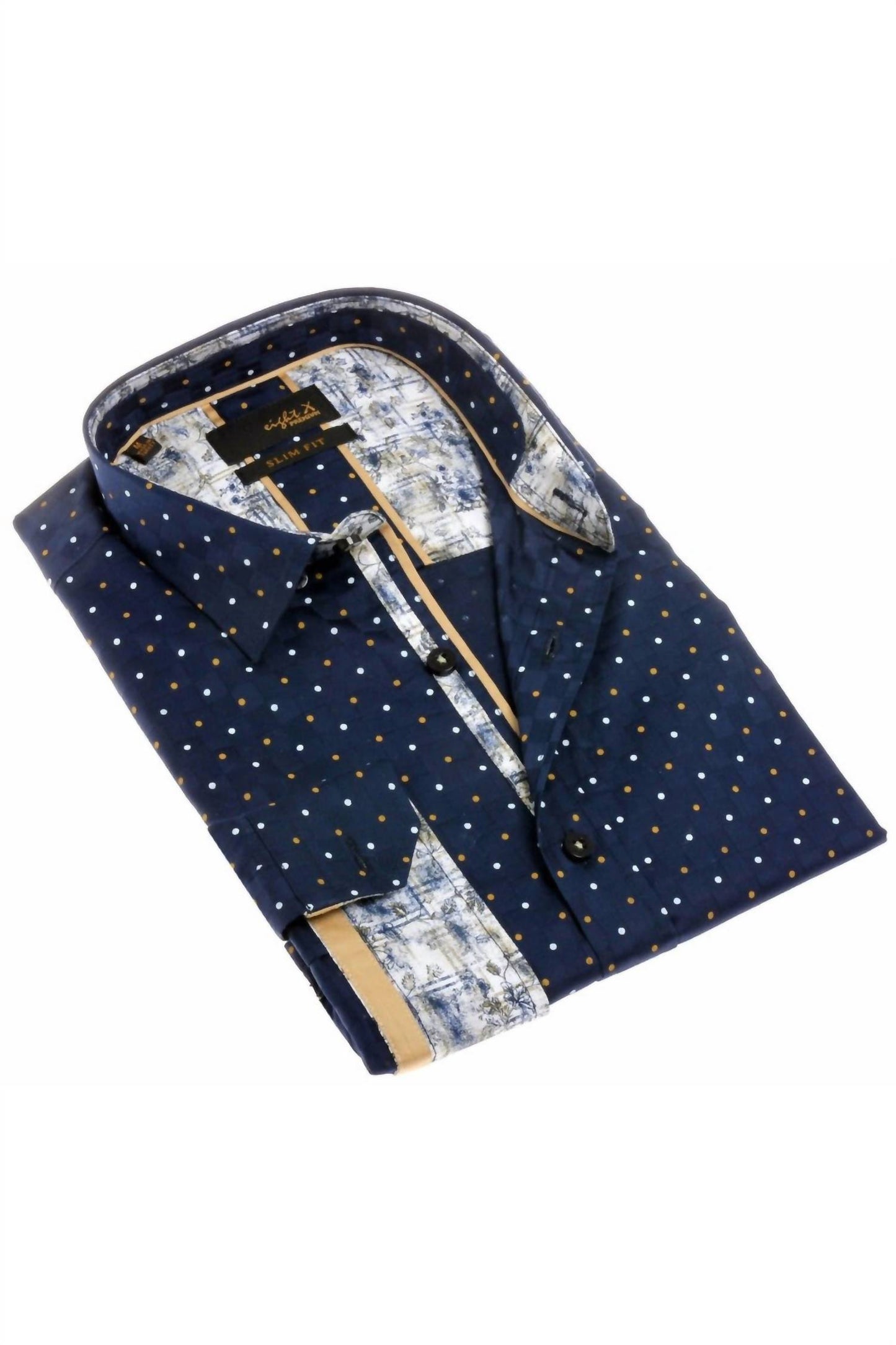 Dots Button Down Print Shirt With Trim
