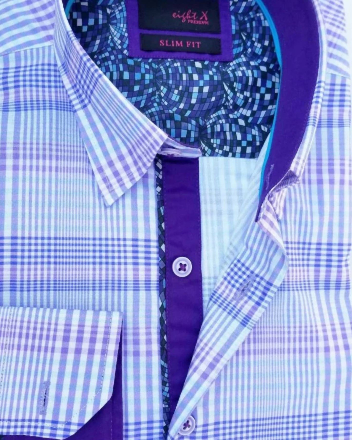 Men's Plaid Shirt With Solid Trim