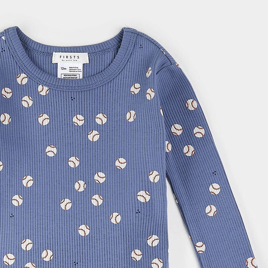 Boys' Baseball Print Long Sleeve Pajama Set