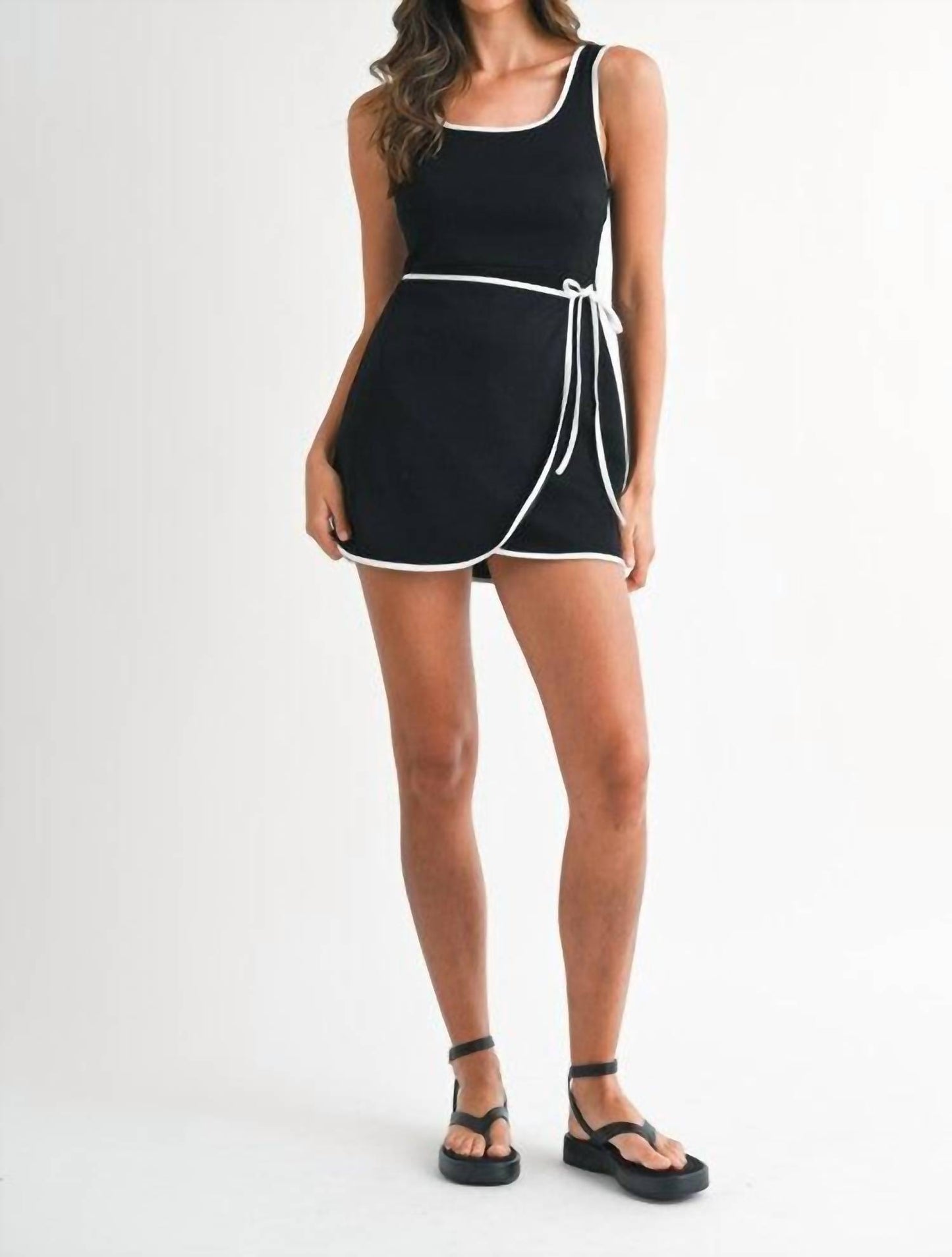 Scuba Terry Sleeveless Wrap Style Romper
