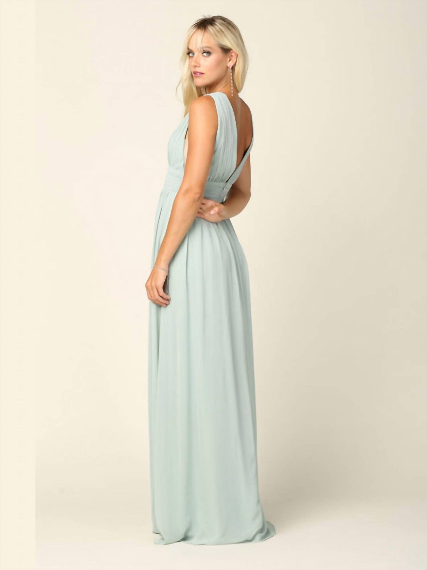 Long Sleeveless Formal Bridesmaids Slit Dress
