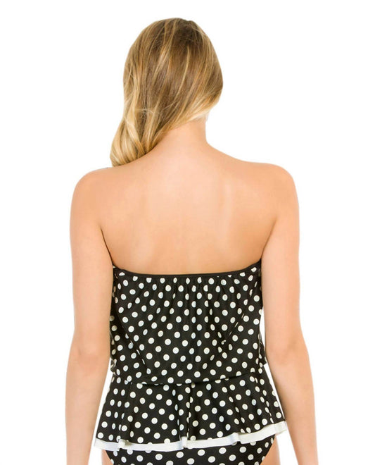 Eco Swim - Pearl Dot Gathered Blouson Bandeau Tankini Top - Rack Hunt -