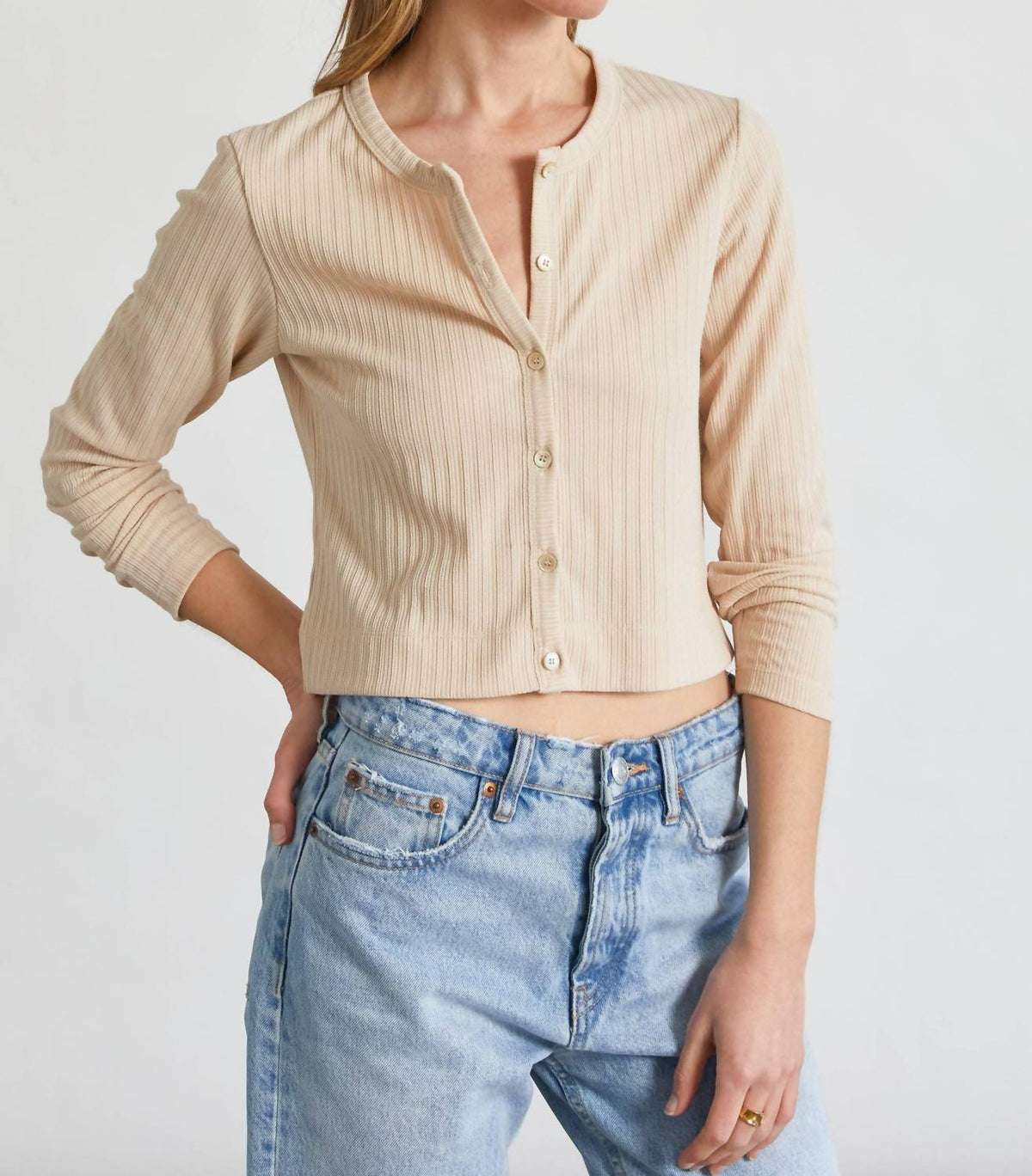Women's Cropped Long Sleeve Cardigan
