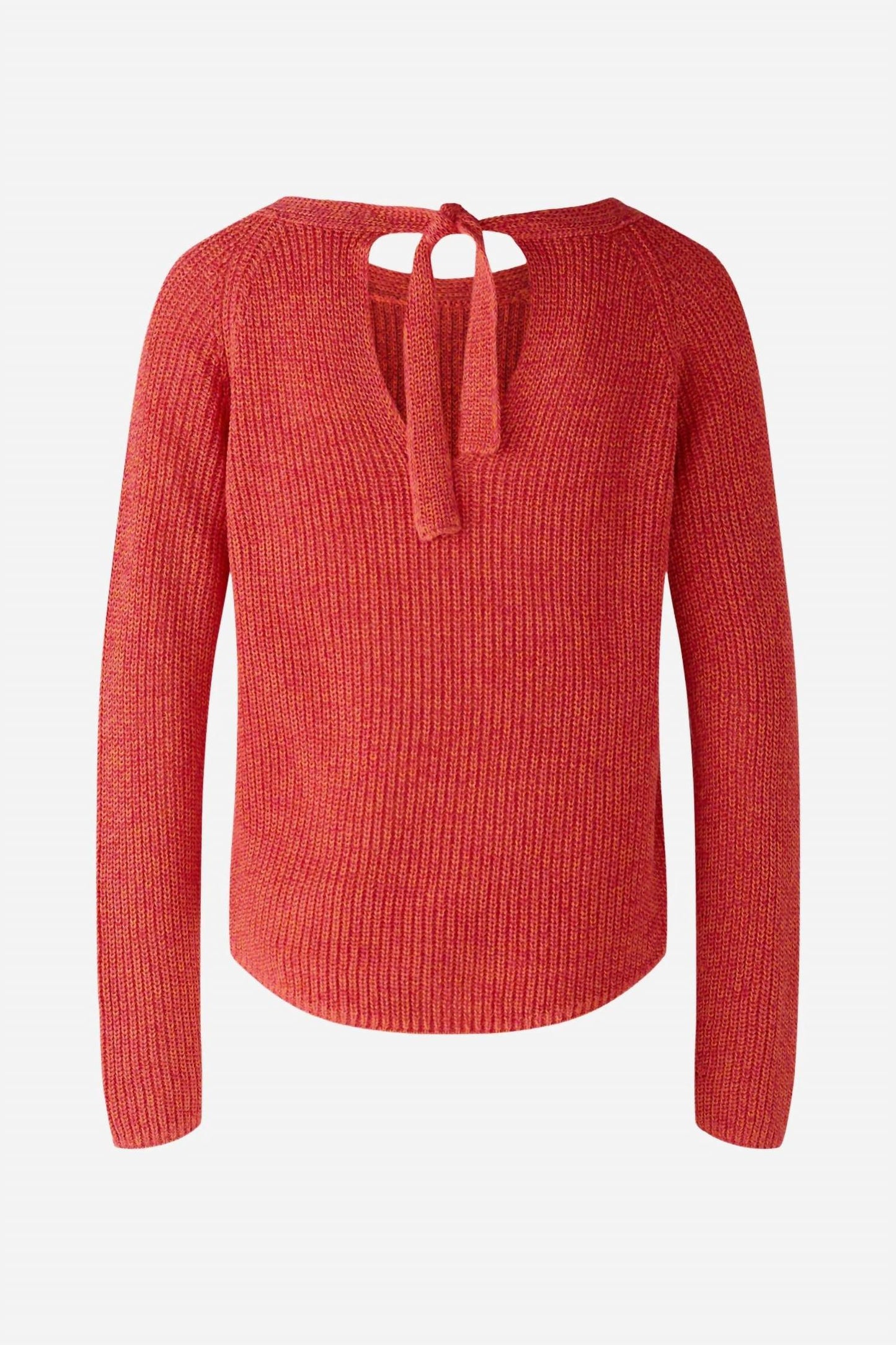 Crew Neck Open-back Ribbon Tie Knit Pullover Jumper
