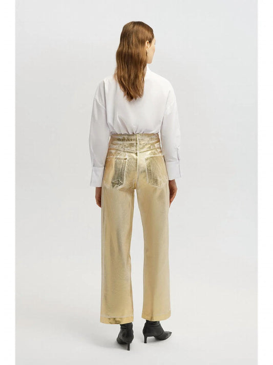 Foil Coated Straight Leg Jeans