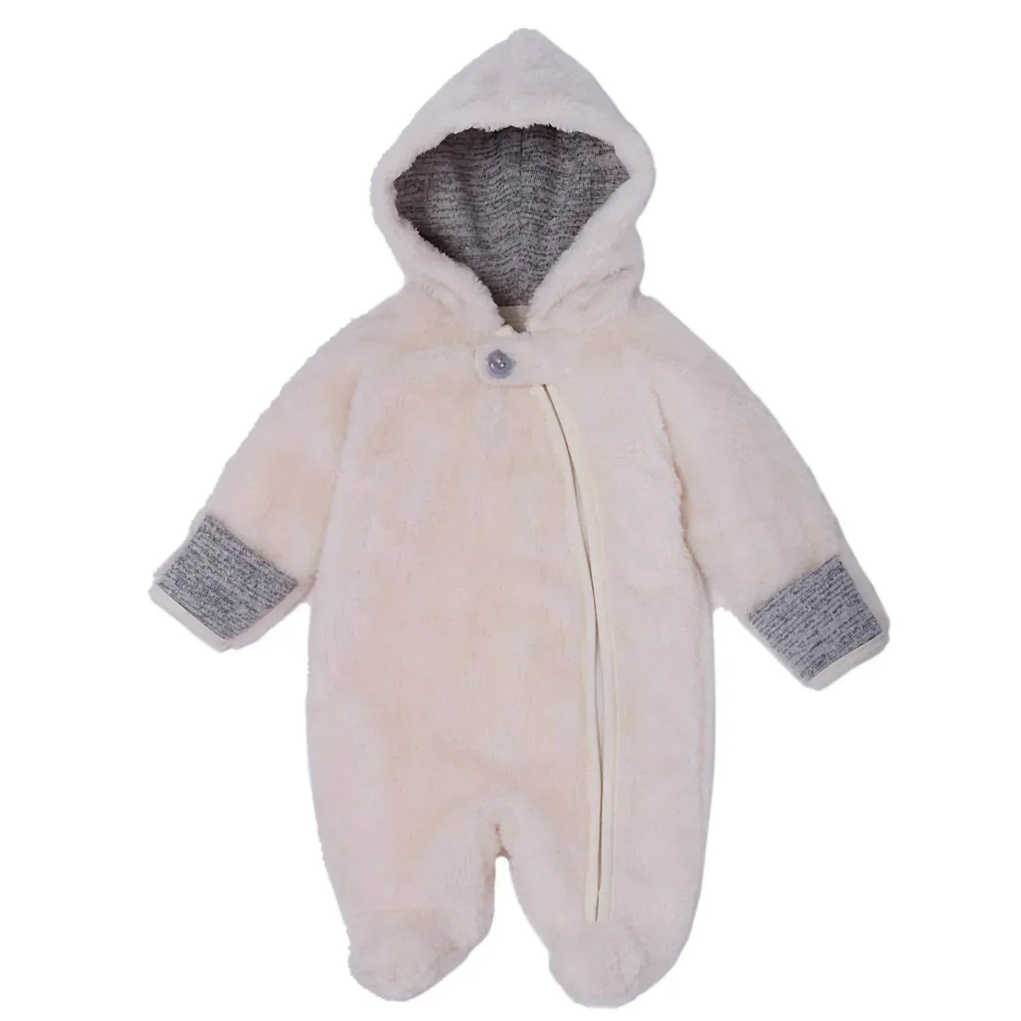 Le Top - Le Top Bebe Ivory and Grey Hooded Snowsuit - Rack Hunt