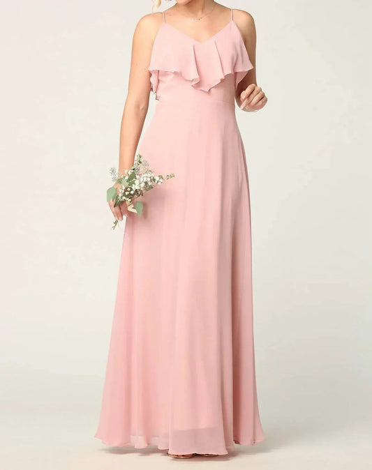 Eva USA - Chiffon Cold Shoulder Ruffle Sleeve Bridesmaid Dress - Rack Hunt