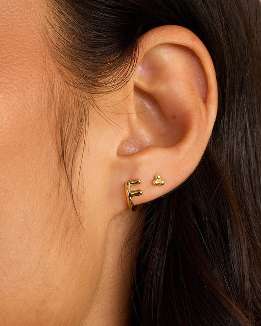 Women's Letter F Alphabet Single Huggie Earrings