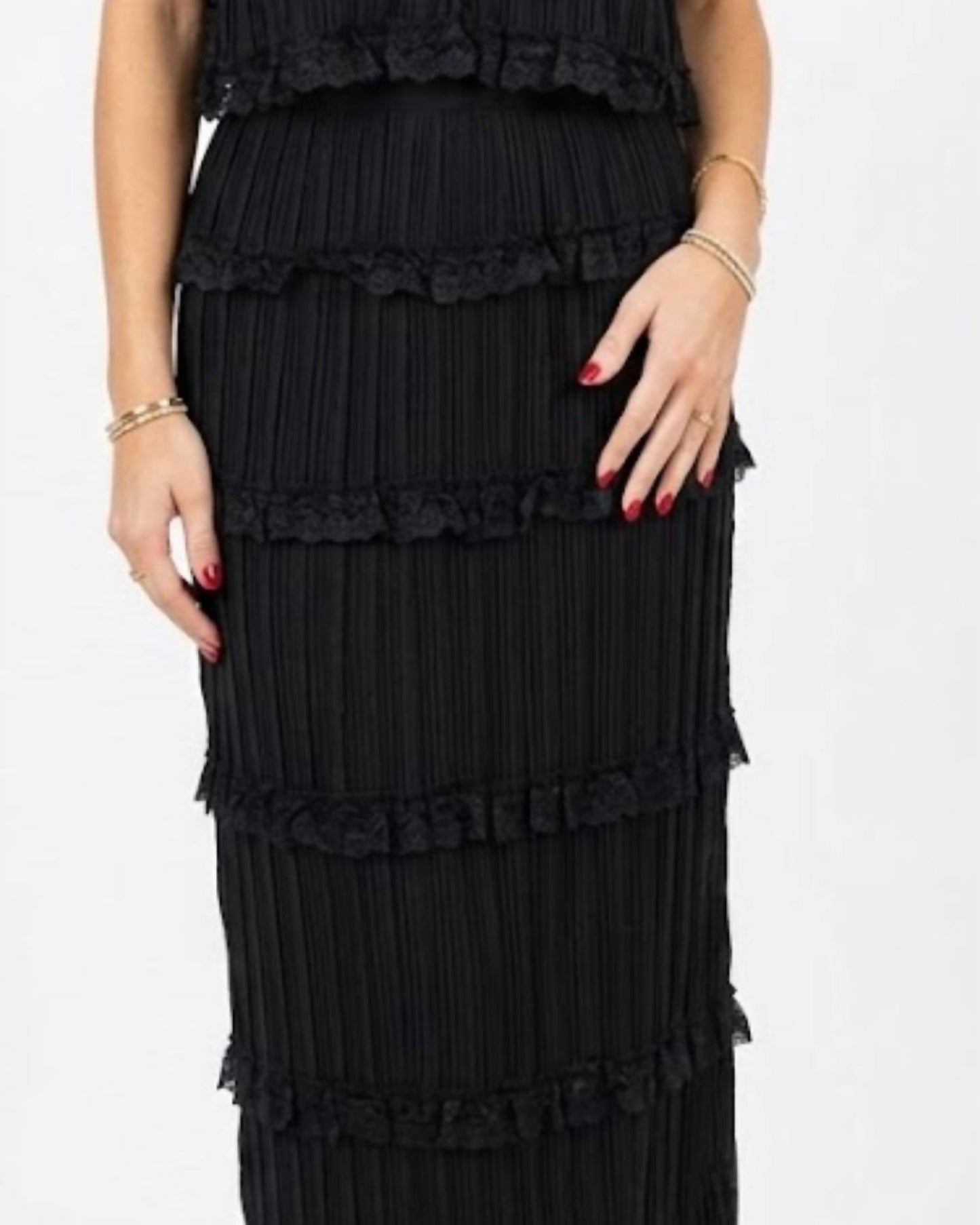 Chiffone Top And Midi Skirt Set